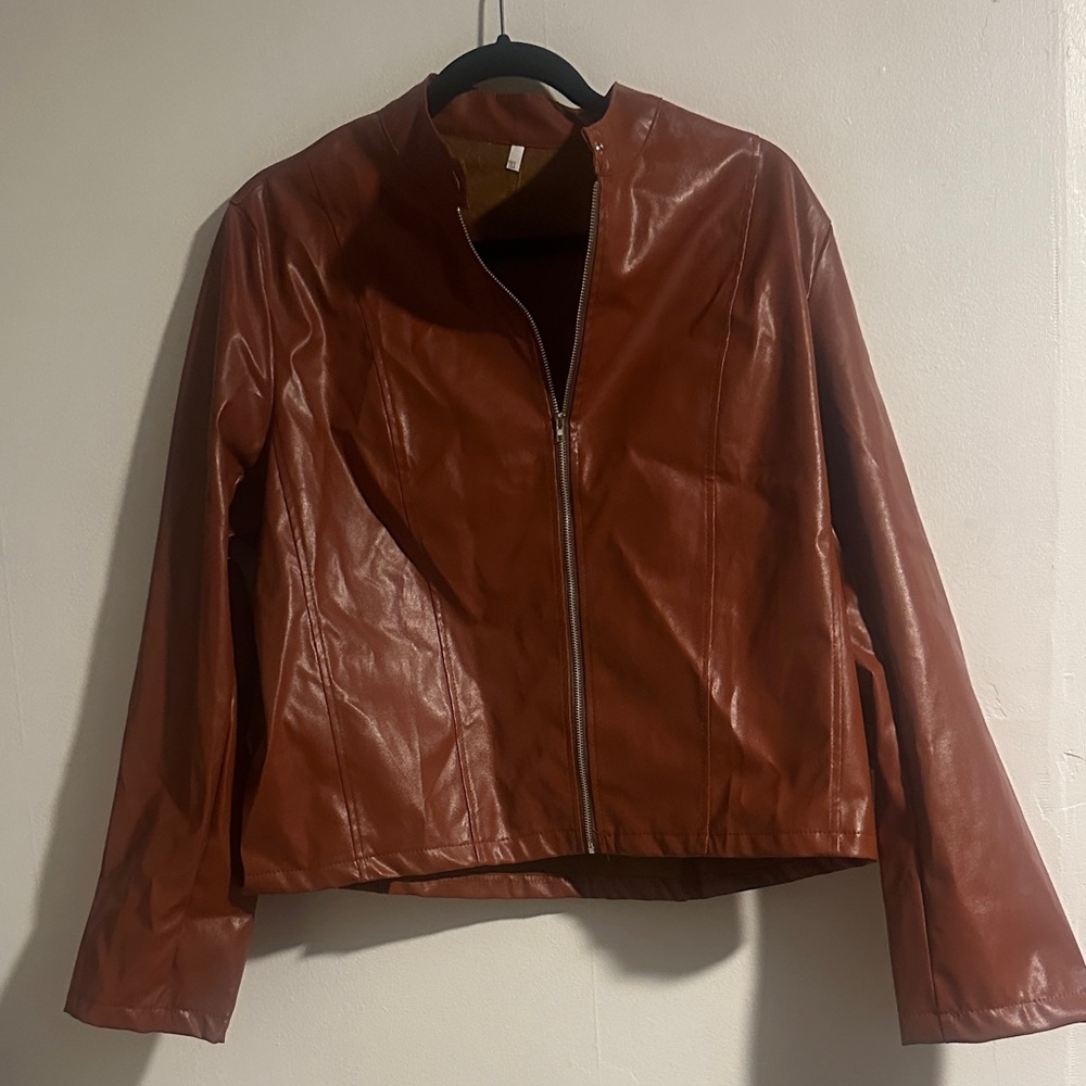 Women's Brown Vegan Leather Jacket